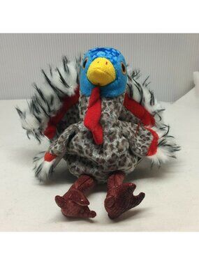 Ty Original Beanie Baby Lurkey Turkey Gray Blue Plush Stuffed Animal W Tag 2000